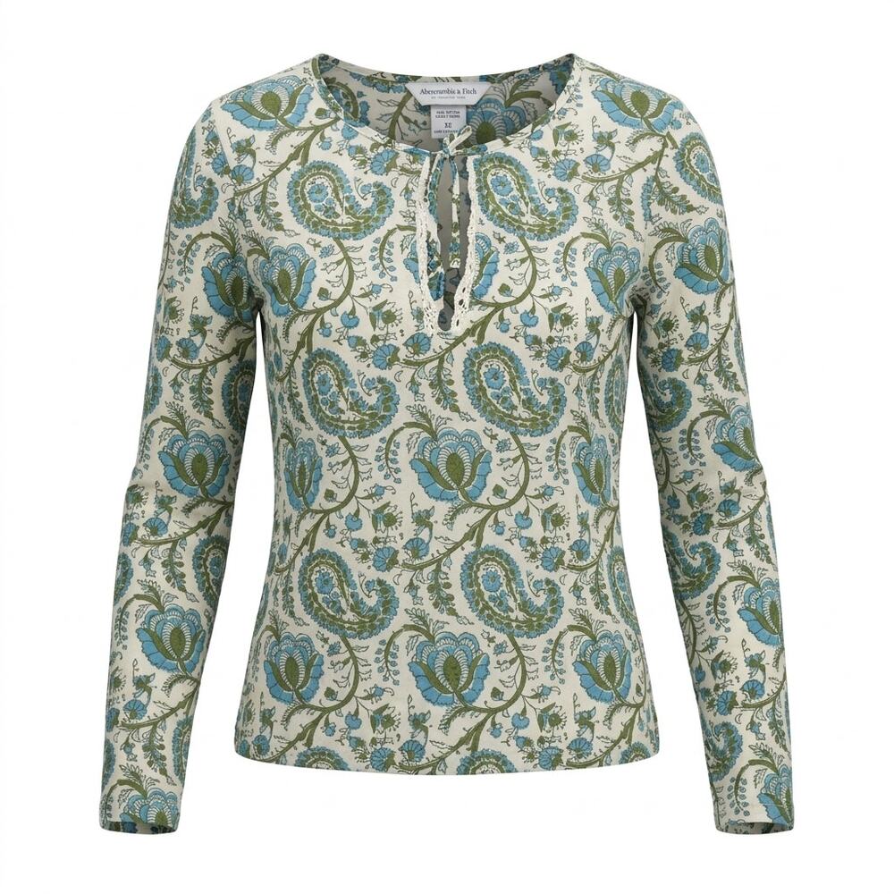 Abercrombie & Fitch Multicolor Knit Lightweight Paisley Top Women Size XS